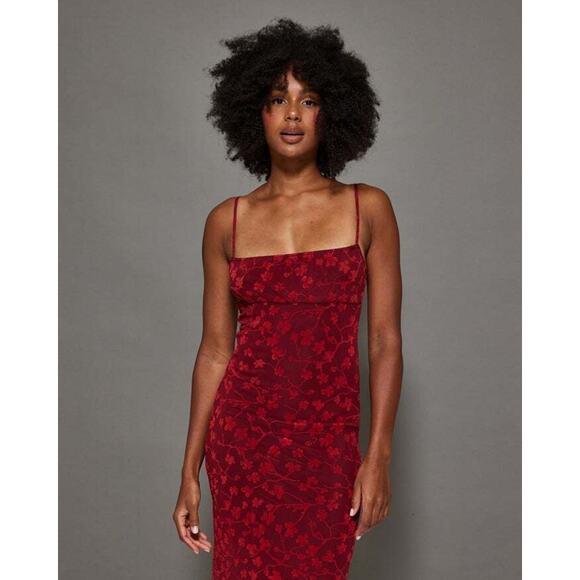 Motel Darsih Cami Maxi Dress - S - Red Grunge Floral Flock - Picture 1 of 8